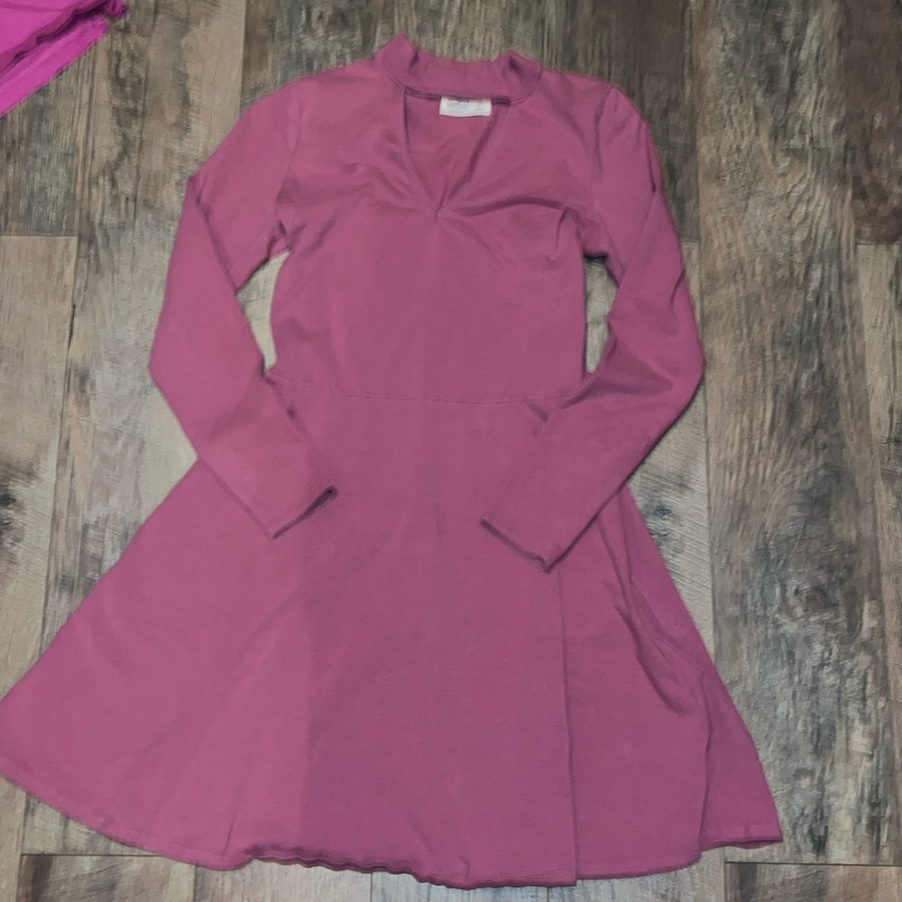 Hollister pink long sleeve skater dress size Large